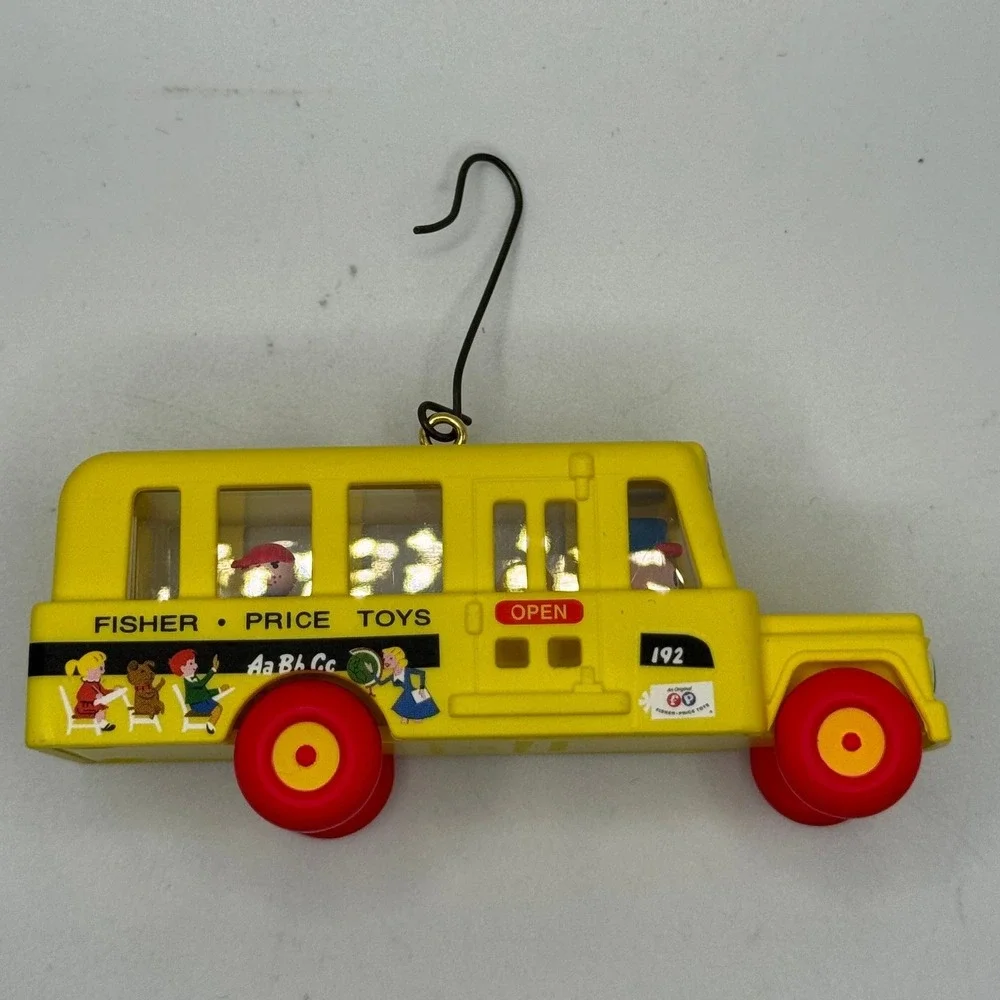 Fisher Price‎ Yellow School Bus Ornament Vintage Toy Christmas Tree Decor#342